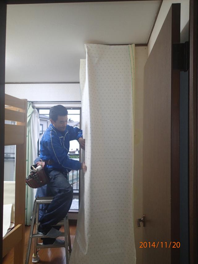 窓施工　養生　浴室